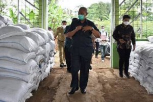 Bupati Kuningan saat meinjau lokasi pabrik pupuk orgasnik.